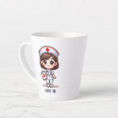 Schattigee Manga Verpleegster met Bruin Haar Bruin Latte Mok (Linkerhoek)