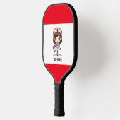 Schattigee Manga Verpleegster met Bruin Haar Bruin Pickleball Paddle (Links)