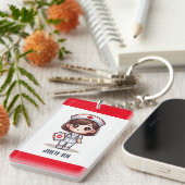 Schattigee Manga Verpleegster met Bruin Haar Bruin Sleutelhanger (Voorkant Rechts)