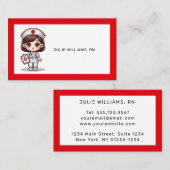 Schattigee Manga Verpleegster met Bruin Haar Bruin Visitekaartje (Voorkant / Achterkant)