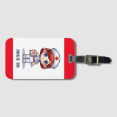 Schattigee Manga Verpleegster met Rood Haar Blauwe Bagagelabel (Voorkant (horizontaal))