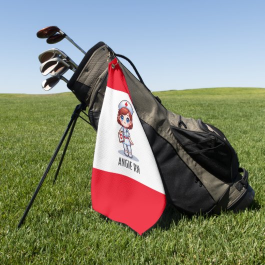 Schattigee Manga Verpleegster met Rood Haar Blauwe Golfhanddoek (Groen)