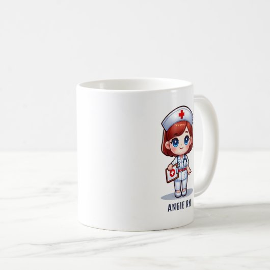 Schattigee Manga Verpleegster met Rood Haar Blauwe Koffiemok (Voorkant rechts)