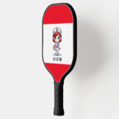 Schattigee Manga Verpleegster met Rood Haar Blauwe Pickleball Paddle (Links)