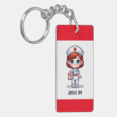 Schattigee Manga Verpleegster met Rood Haar Blauwe Sleutelhanger (Voorkant Links)