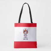 Schattigee Manga Verpleegster met Rood Haar Blauwe Tote Bag (Voorkant)