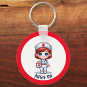Schattigee Manga Verpleegster Redhead Karikatuur C Sleutelhanger (Voorkant)