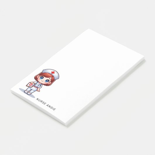 Schattigee Manga Verpleegster Rood Haar Karikatuur Post-it® Notes (Schuin)