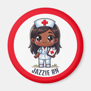 Schattigee Manga Zwart Nurse Brown Eyes Custom Magneet