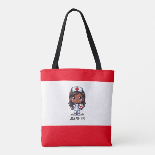 Schattigee Manga Zwart Verpleegster Rood Haar En O Tote Bag (Achterkant)