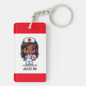 Schattigee Manga Zwarte Verpleegster Bruin Haar en Sleutelhanger (achterkant)