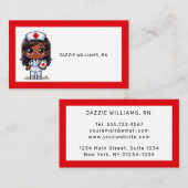 Schattigee Manga Zwarte Verpleegster Bruin Haar en Visitekaartje (Voorkant / Achterkant)