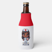 Schattigee Manga Zwarte Verpleegster Brunette Brui Flesjeskoeler (Fles Voorkant)