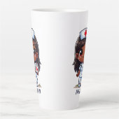 Schattigee Manga Zwarte Verpleegster Brunette Brui Latte Mok (Voorkant)