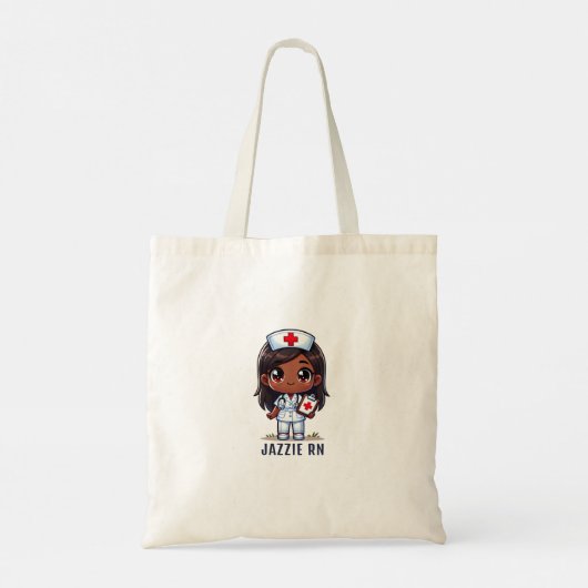 Schattigee Manga Zwarte Verpleegster Karikatuur Cu Tote Bag (Achterkant)