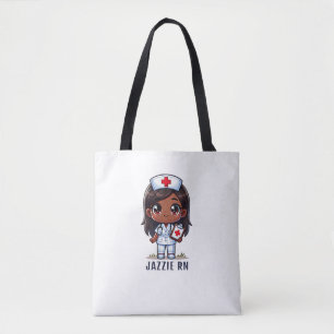 Schattigee manga zwarte verpleegster karikatuur ge tote bag