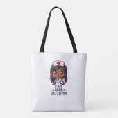 Schattigee manga zwarte verpleegster karikatuur ge tote bag (Achterkant)