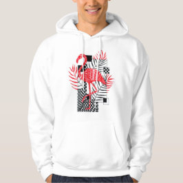 Schattigee mannen-hoodie met rode flamingoprint hoodie