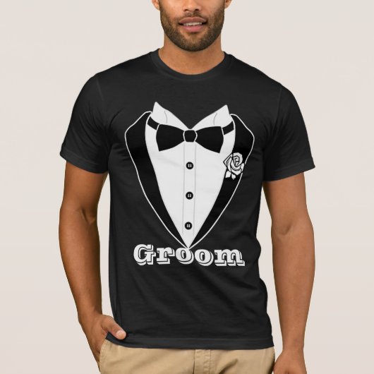 Schattigee Mannen Suit Tuxedo Groom Gepersonalisee T-shirt (Voorkant)