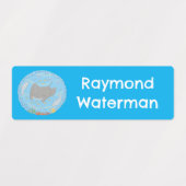 Schattigee manta ray en bubbels cartoon gepersonal labels (Design 2)