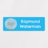 Schattigee manta ray en bubbels cartoon gepersonal labels (Design 1)