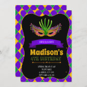 Schattigee Mardi Gras-feestuitnodiging Kaart (Voorkant / Achterkant)