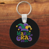 Schattigee Mardi Gras Mask Fun 2025 Sleutelhanger (Voorkant)