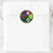Schattigee Mardi Gras Thema Naam Party Seal Ronde Sticker (Tas)