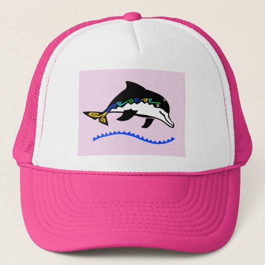Schattigee Marine DOLFIJN - Ocean wildlife - Roze Trucker Pet (Voorkant)