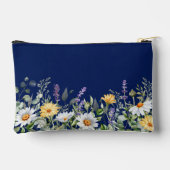 Schattigee marineblauwe Waterverf Wildflower Cosme Etui (Achterkant)