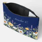 Schattigee marineblauwe Waterverf Wildflower Cosme Etui (Open)