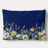 Schattigee marineblauwe Waterverf Wildflower Cosme Etui (Achterkant)