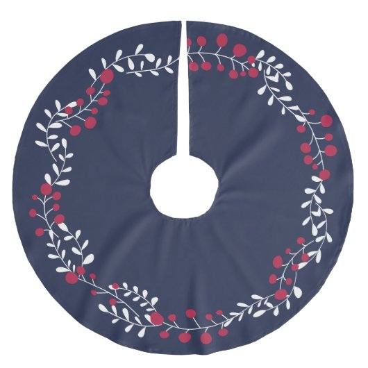 Schattigee marineblauwe winterbessen krans Kerstmi Kerstboom Rok (Voorkant)