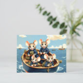 Schattigee marinemuizen in de boot briefkaart (Staand voorkant)