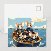 Schattigee marinemuizen in de boot briefkaart (Voorkant / Achterkant)