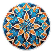 Schattigee Marokkaanse faux tegel stijl Keramische Knop (Voorkant)