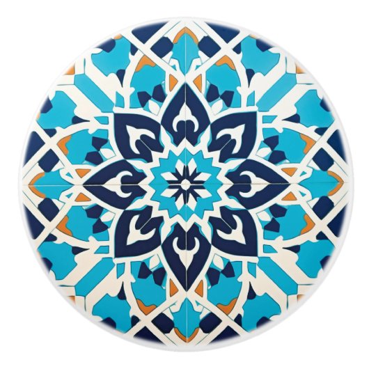 Schattigee Marokkaanse faux tegel stijl Keramische Knop (Voorkant)