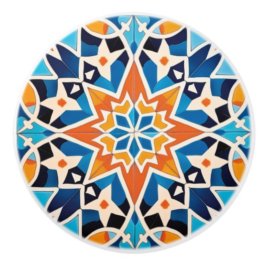 Schattigee Marokkaanse faux tegel stijl Keramische Knop (Voorkant)