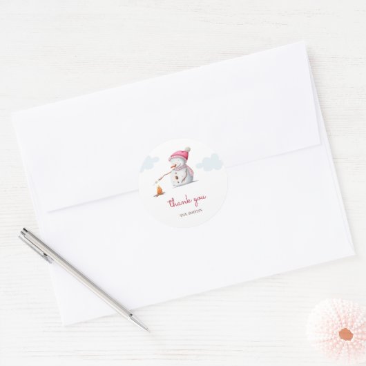 Schattigee Marshmallows Sneeuwman Wintervakantie B Ronde Sticker (Envelop)
