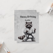 Schattigee Martial Arts wasbeer aangepaste verjaar Kaart (Voorkant / Achterkant in situ)