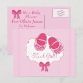 Schattigee "Mary Janes" Baby shower Uitnodiging Br (Voorkant / Achterkant)