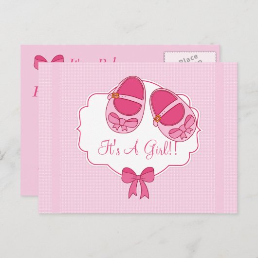 Schattigee "Mary Janes" Baby shower Uitnodiging Br (Voorkant / Achterkant)