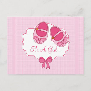 Schattigee "Mary Janes" Baby shower Uitnodiging Br Briefkaart