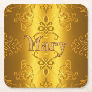Schattigee Mary Naam Gold Foil Onderzetter