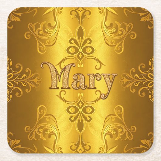 Schattigee Mary Naam Gold Foil Onderzetter (Voorkant)