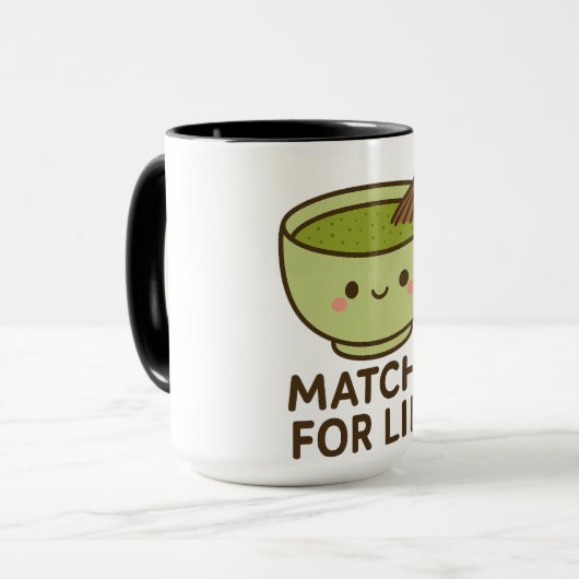 Schattigee Matcha Bowl Sticker Mok (Voorkant links)