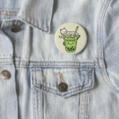 Schattigee Matcha Bubble Tea met Cat Kawaii Iced D Ronde Button 5,7 Cm (In situ)