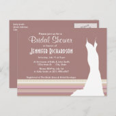 Schattigee Mauve, bruine strepen Uitnodiging Briefkaart (Voorkant / Achterkant)