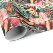 Schattigee Mechanische Pin-up Cadeaupapier (Rol Hoek)