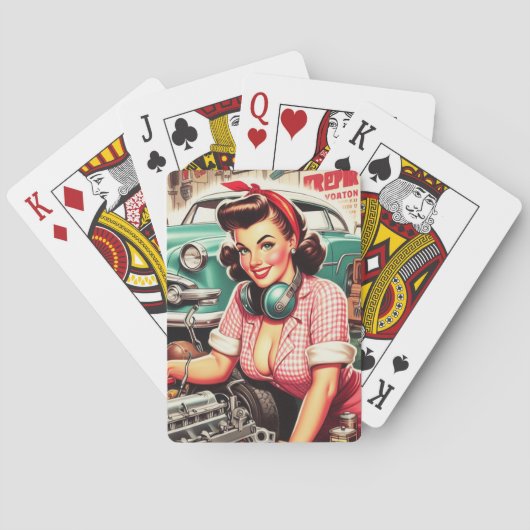 Schattigee Mechanische Pin-up Pokerkaarten (Achterkant)